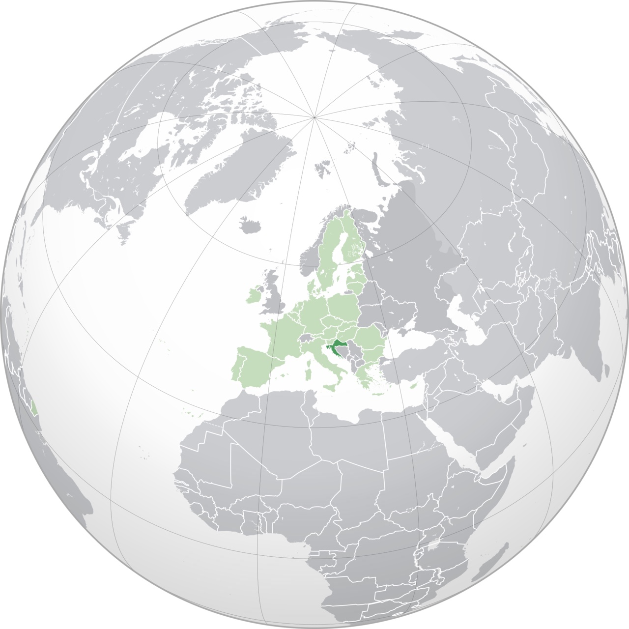 Map showing Croatia and nearby European countries.
