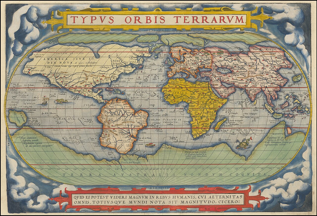An old world map drawn by a mapmaker hundreds of years ago.