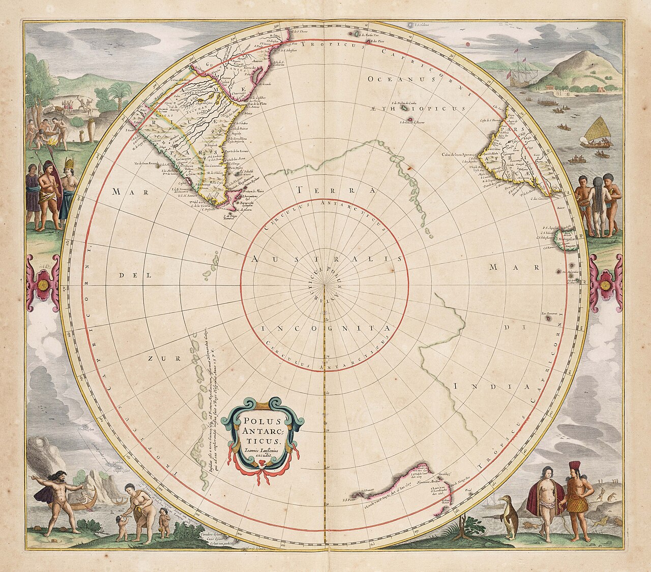 An old map shows the icy lands near the South Pole.