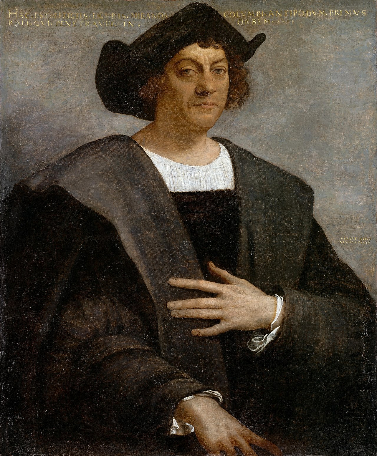 A painted portrait said to show the explorer Christopher Columbus.