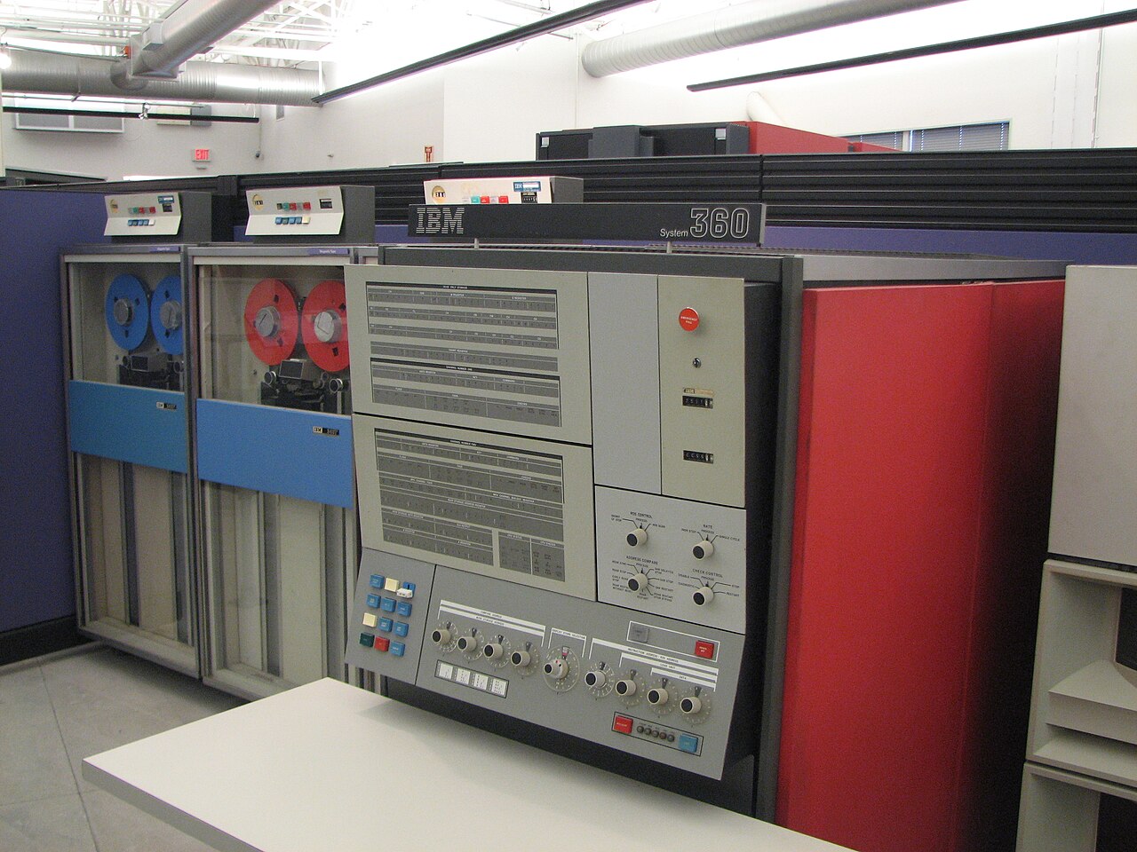 A giant old computer kept in a museum today.