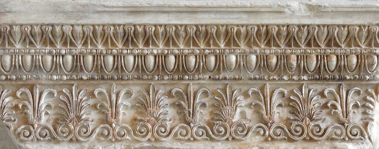An old stone carving from Greece shows a repeating pattern.