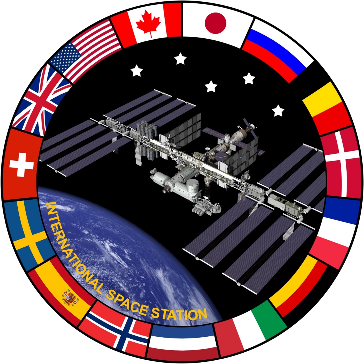 The colorful badge used by the International Space Station crew.
